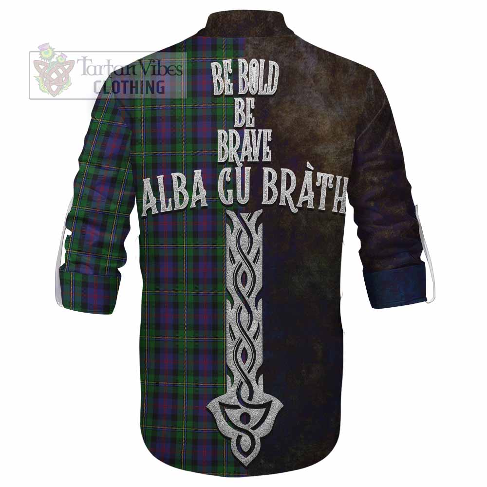 Tartan Vibes Clothing MacCallum (McCallum) Tartan Family Crest Ghillie Kilt Shirt Alba Gu Brath Be Brave Lion Ancient Style