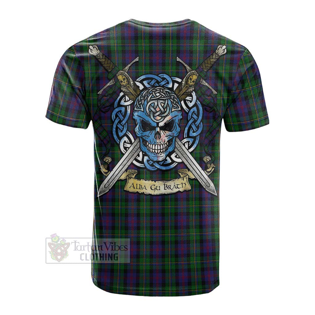 Tartan Vibes Clothing MacCallum (McCallum) Tartan Cotton T-shirt with Family Crest Celtic Skull Style