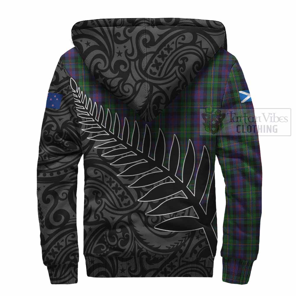 Tartan Vibes Clothing MacCallum (McCallum) Crest Tartan Sherpa Hoodie with New Zealand Silver Fern Half Style