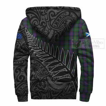 Tartan Vibes Clothing MacCallum (McCallum) Crest Tartan Sherpa Hoodie with New Zealand Silver Fern Half Style