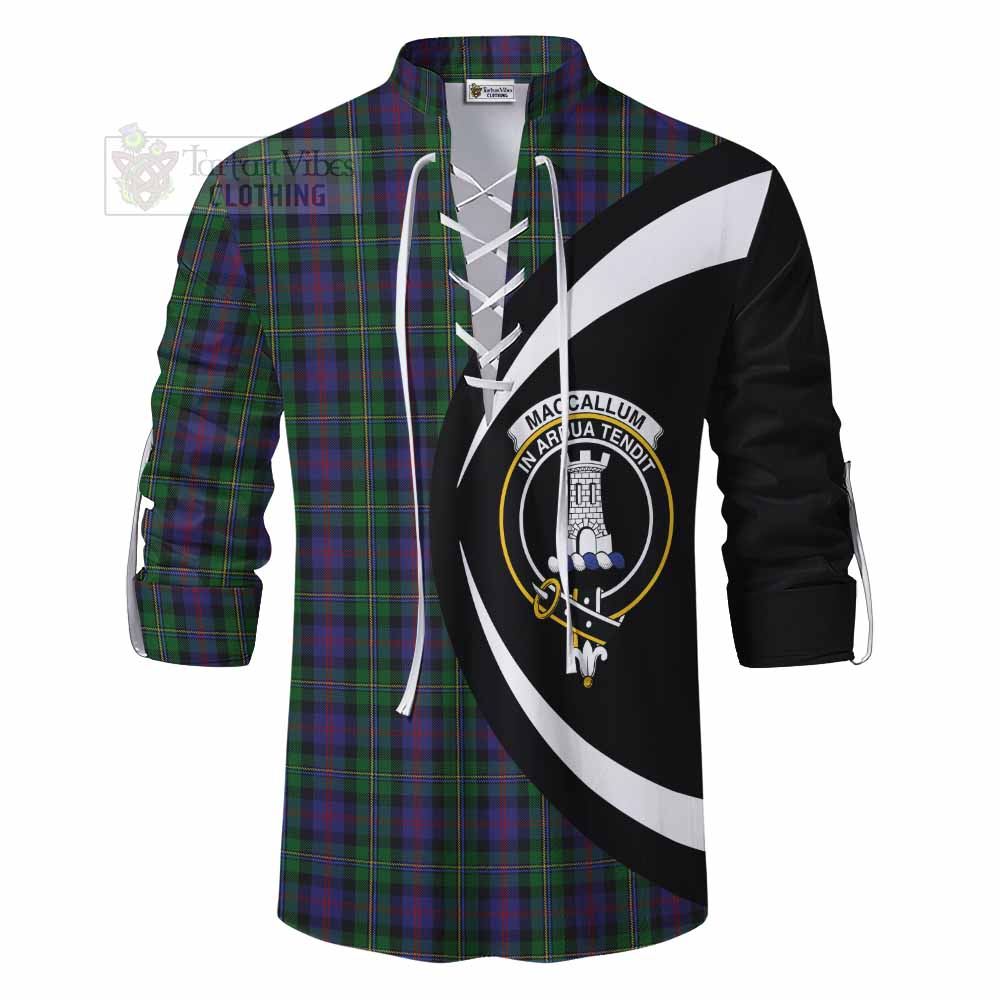 Tartan Vibes Clothing MacCallum (McCallum) Tartan Ghillie Kilt Shirt with Family Crest Circle Style