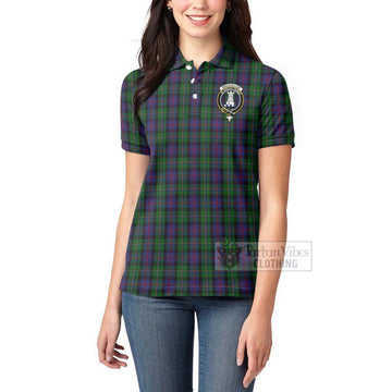Tartan Vibes Clothing MacCallum (McCallum) Tartan Women's Polo Shirt with Family Crest and Bearded Skull Holding Bottles of Whiskey