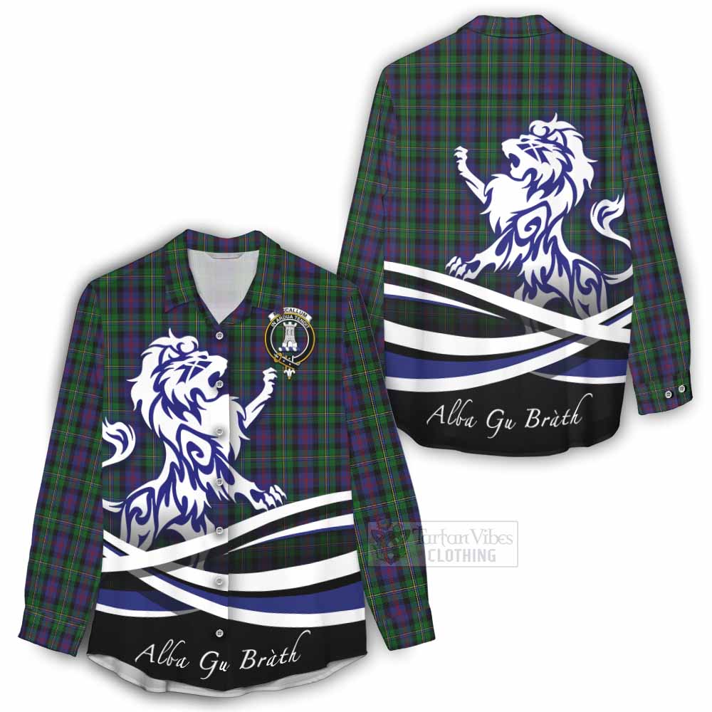 Tartan Vibes Clothing MacCallum (McCallum) Tartan Women's Casual Shirt with Alba Gu Brath Regal Lion Emblem