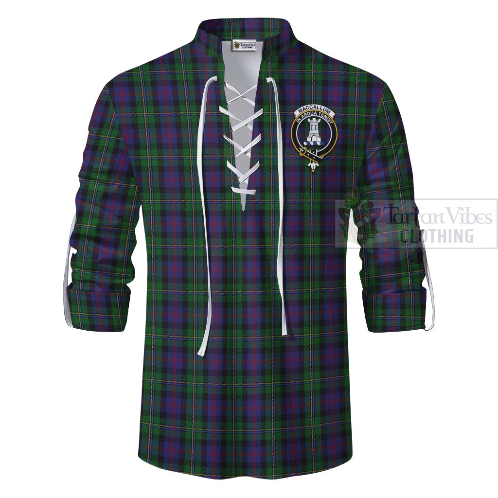 Tartan Vibes Clothing MacCallum (McCallum) Tartan Ghillie Kilt Shirt with Family Crest Celtic Skull Style