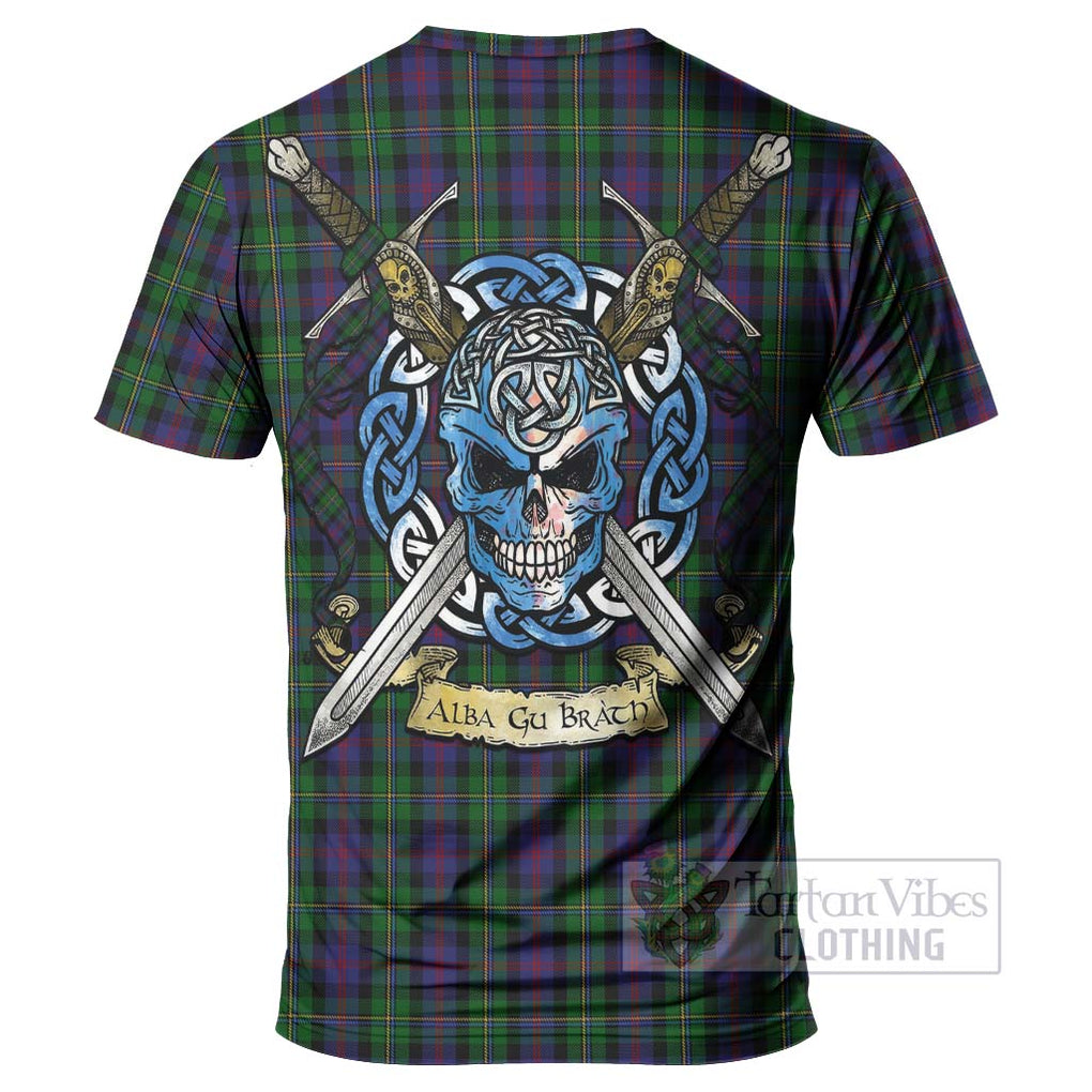 Tartan Vibes Clothing MacCallum (McCallum) Tartan T-Shirt with Family Crest Celtic Skull Style
