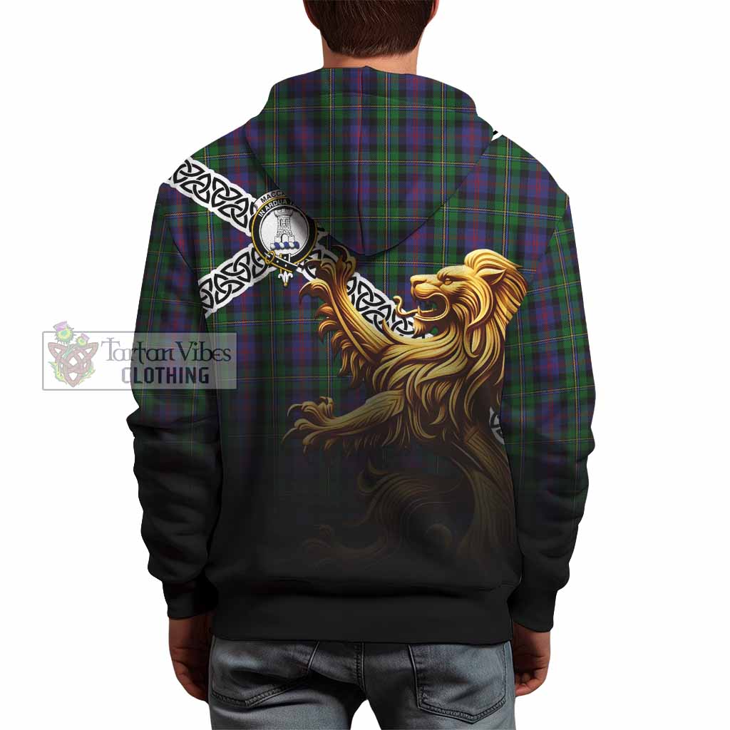 Tartan Vibes Clothing MacCallum (McCallum) Crest Tartan Hoodie with Golden Lion Emblem Celtic Style
