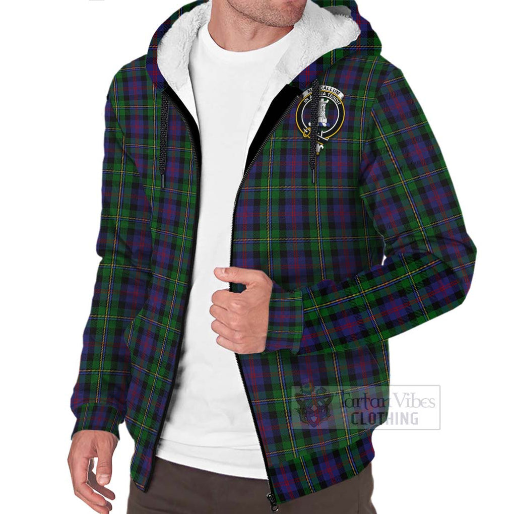 Tartan Vibes Clothing MacCallum (McCallum) Tartan Sherpa Hoodie with Family Crest Celtic Skull Style