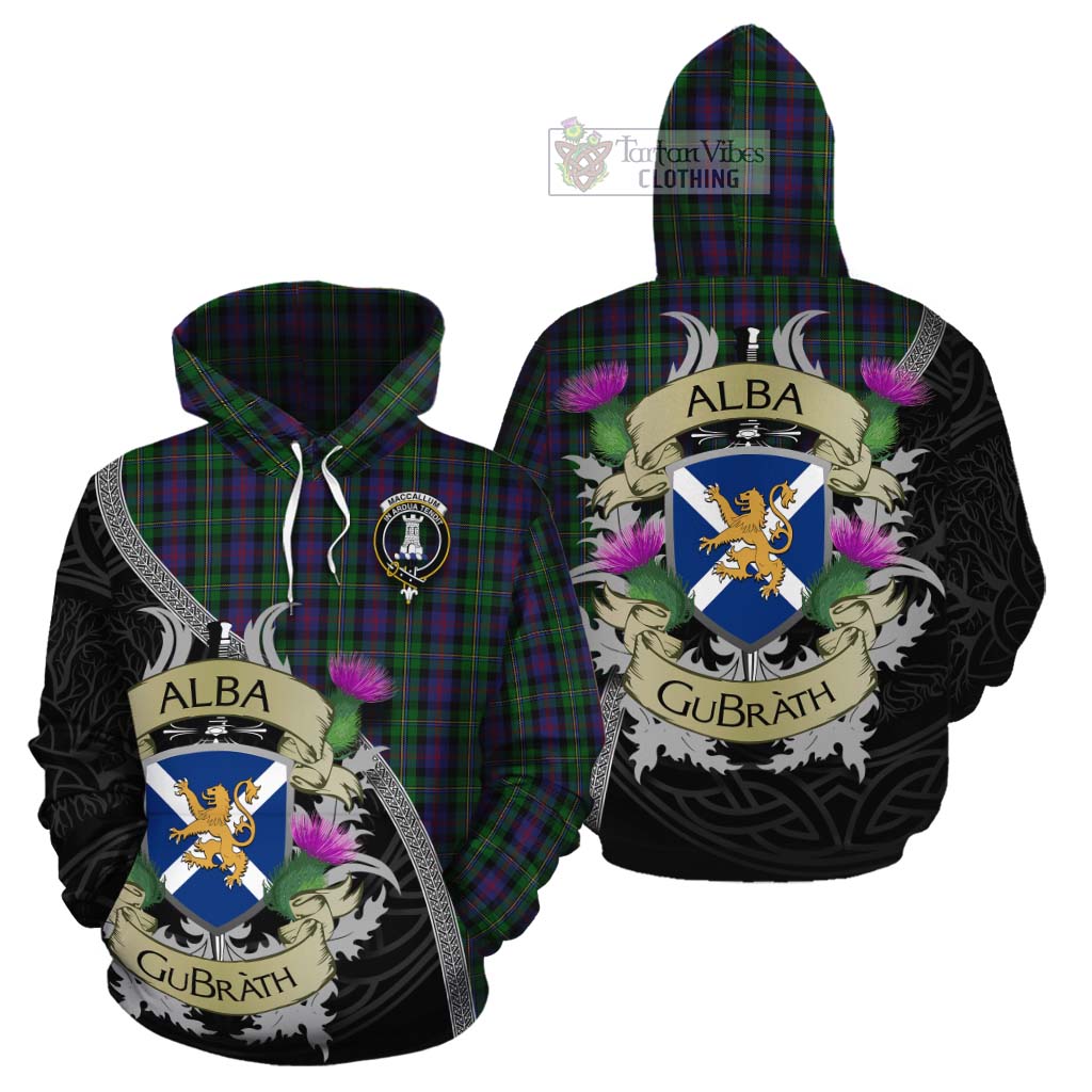 Tartan Vibes Clothing MacCallum (McCallum) Tartan Family Crest Cotton Hoodie Lion Rampant Royal Thistle Shield Celtic Inspired