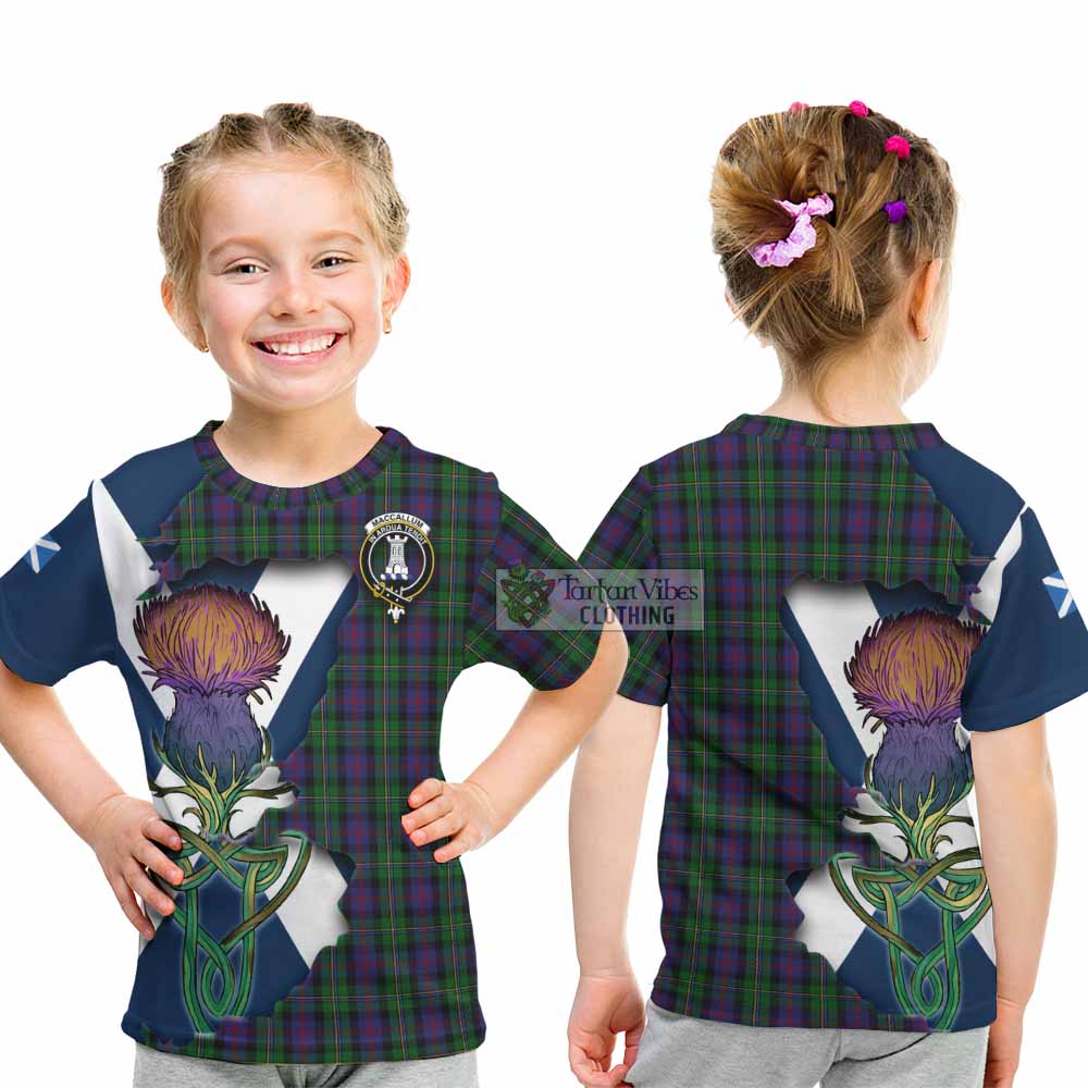 Tartan Vibes Clothing MacCallum (McCallum) Tartan Family Crest Kid T-Shirt Scottish Thistle Celtic Inspired