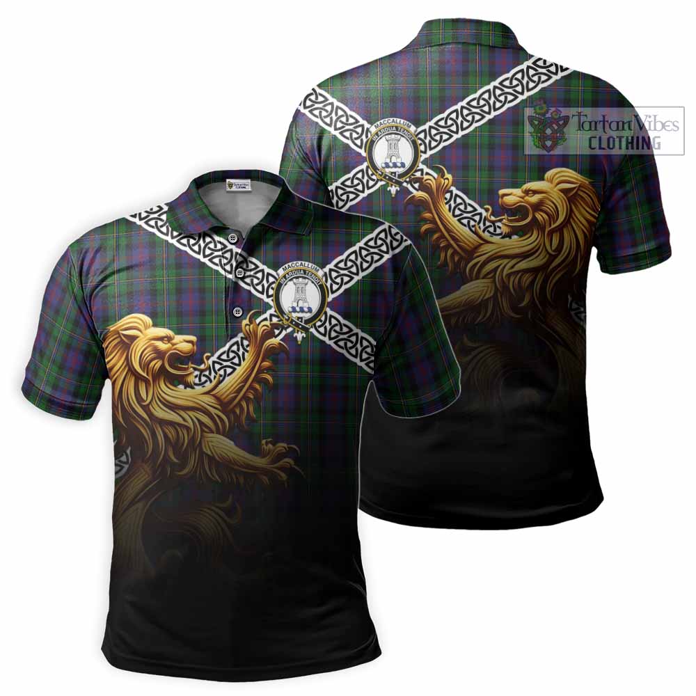 Tartan Vibes Clothing MacCallum (McCallum) Crest Tartan Polo Shirt with Golden Lion Emblem Celtic Style