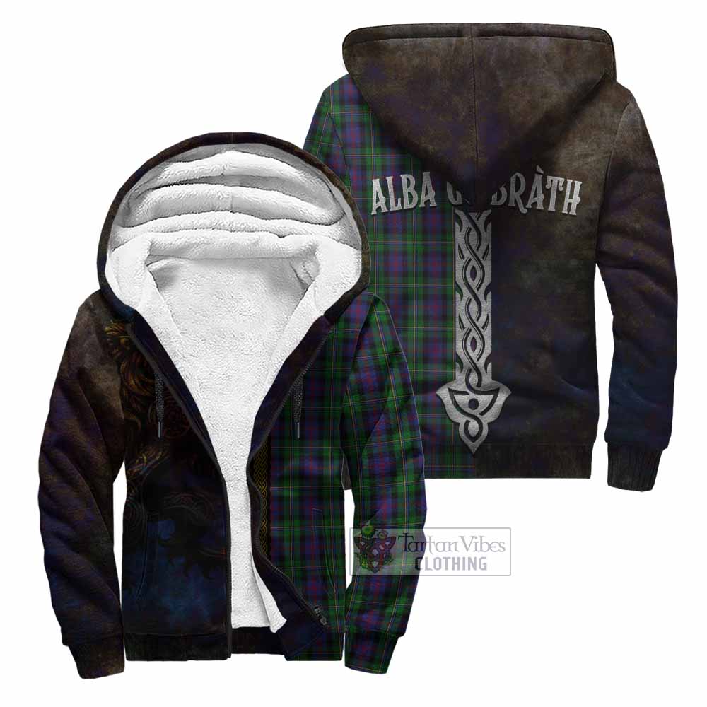 Tartan Vibes Clothing MacCallum (McCallum) Tartan Family Crest Sherpa Hoodie Alba Gu Brath Be Brave Lion Ancient Style