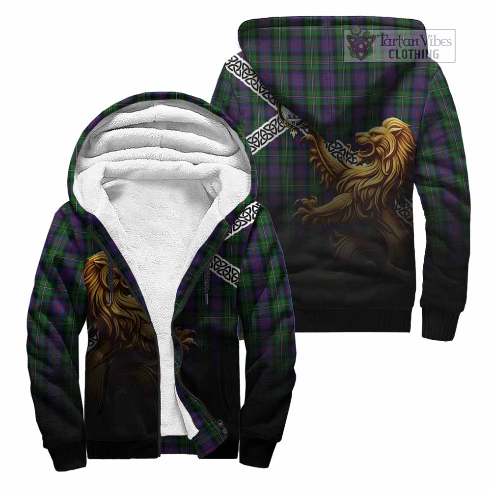 Tartan Vibes Clothing MacCallum (McCallum) Crest Tartan Sherpa Hoodie with Golden Lion Emblem Celtic Style