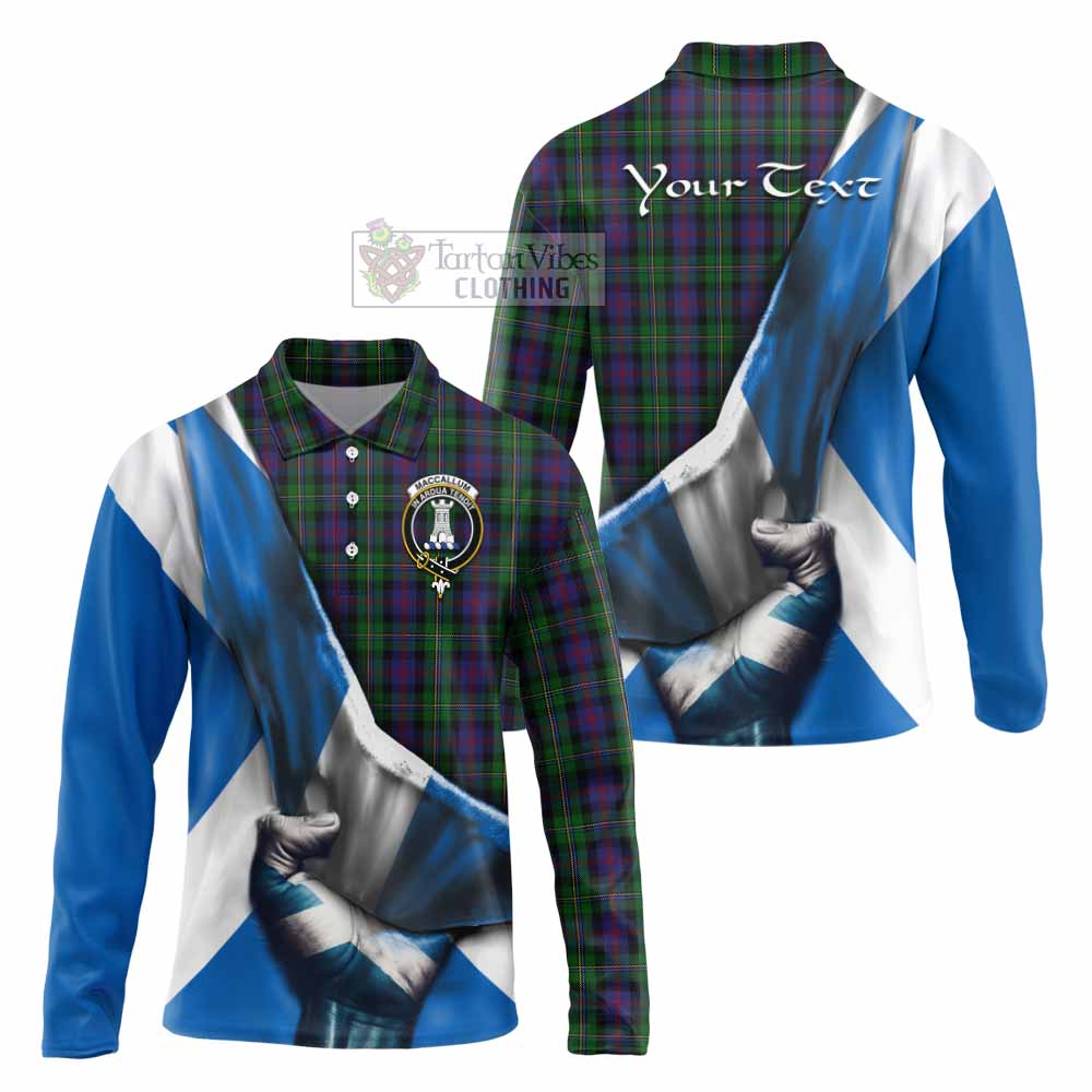 Tartan Vibes Clothing MacCallum (McCallum) Tartan Long Sleeve Polo Shirt with Family Crest Scotland Patriotic Style