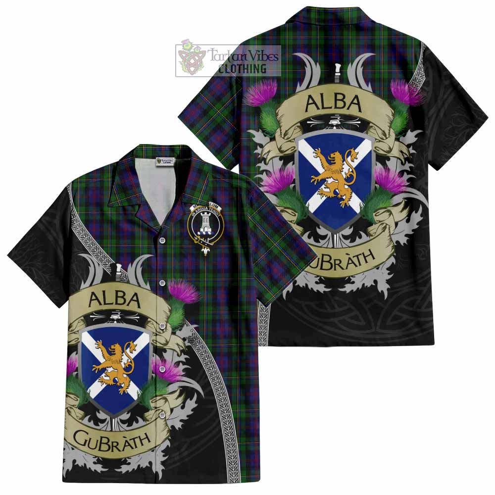Tartan Vibes Clothing MacCallum (McCallum) Tartan Family Crest Short Sleeve Button Shirt Lion Rampant Royal Thistle Shield Celtic Inspired