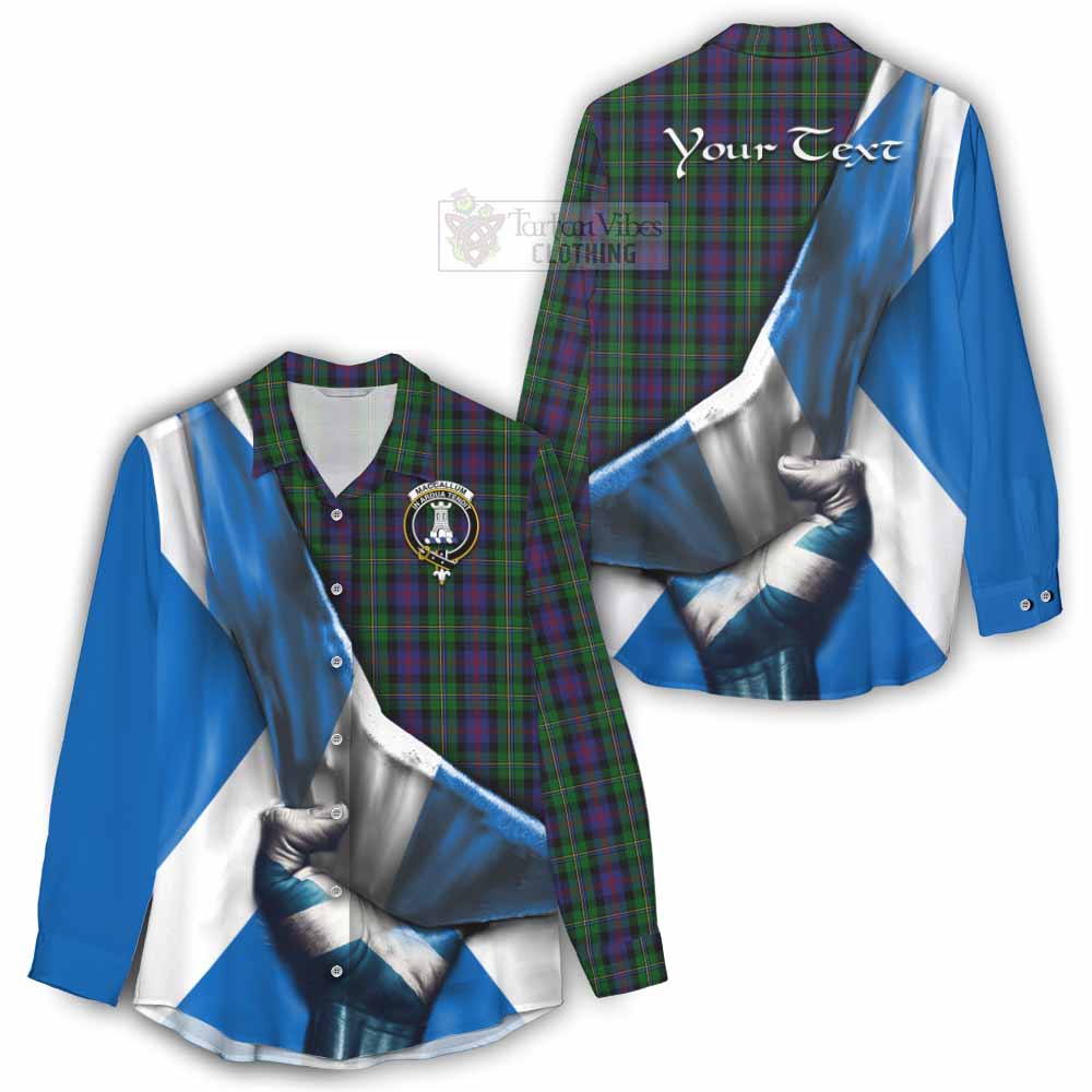 Tartan Vibes Clothing MacCallum (McCallum) Tartan Women's Casual Shirt with Family Crest Scotland Patriotic Style