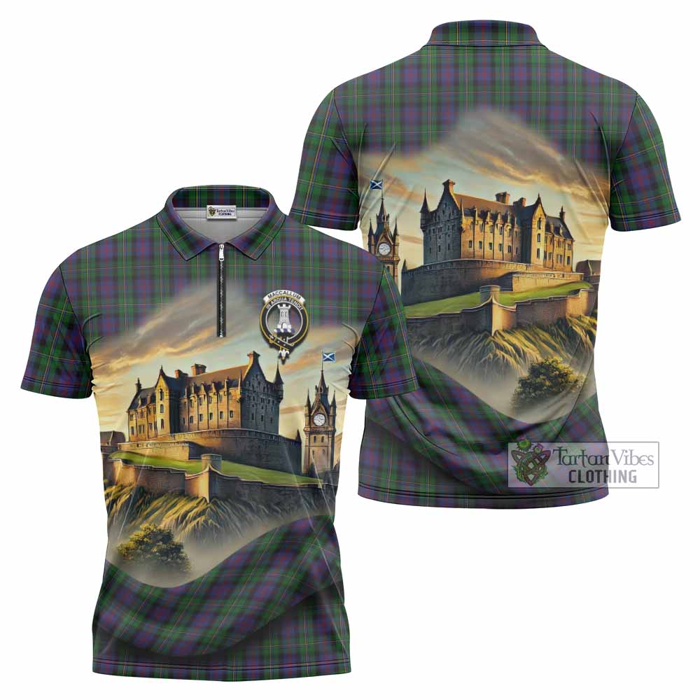 Tartan Vibes Clothing MacCallum (McCallum) Tartan Family Crest Zipper Polo Shirt with Scottish Ancient Castle Stype