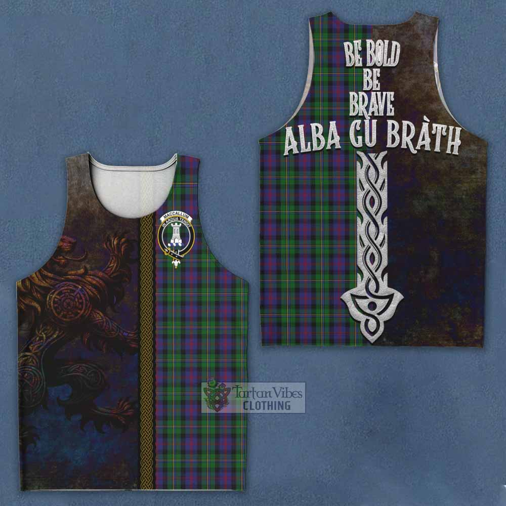 Tartan Vibes Clothing MacCallum (McCallum) Tartan Family Crest Men's Tank Top Alba Gu Brath Be Brave Lion Ancient Style