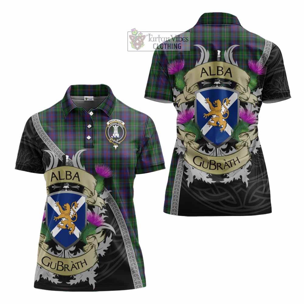 Tartan Vibes Clothing MacCallum (McCallum) Tartan Family Crest Women's Polo Shirt Lion Rampant Royal Thistle Shield Celtic Inspired