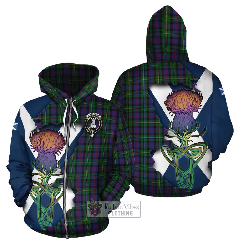 Tartan Vibes Clothing MacCallum (McCallum) Tartan Family Crest Cotton Hoodie Scottish Thistle Celtic Inspired