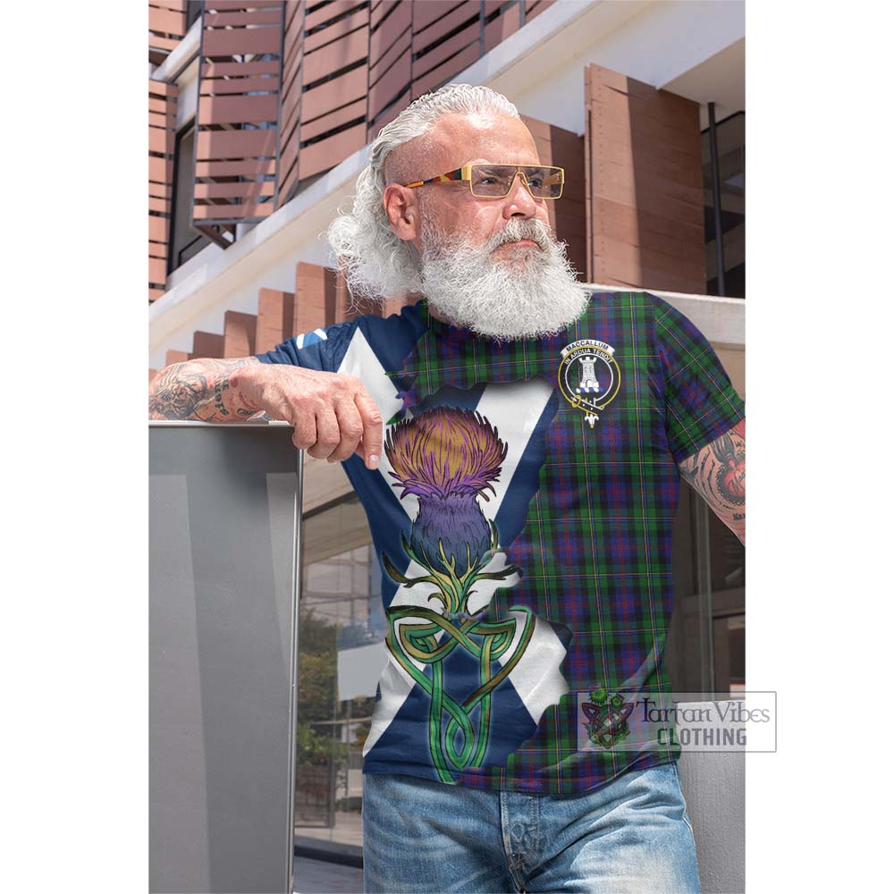 Tartan Vibes Clothing MacCallum (McCallum) Tartan Family Crest Cotton T-shirt Scottish Thistle Celtic Inspired