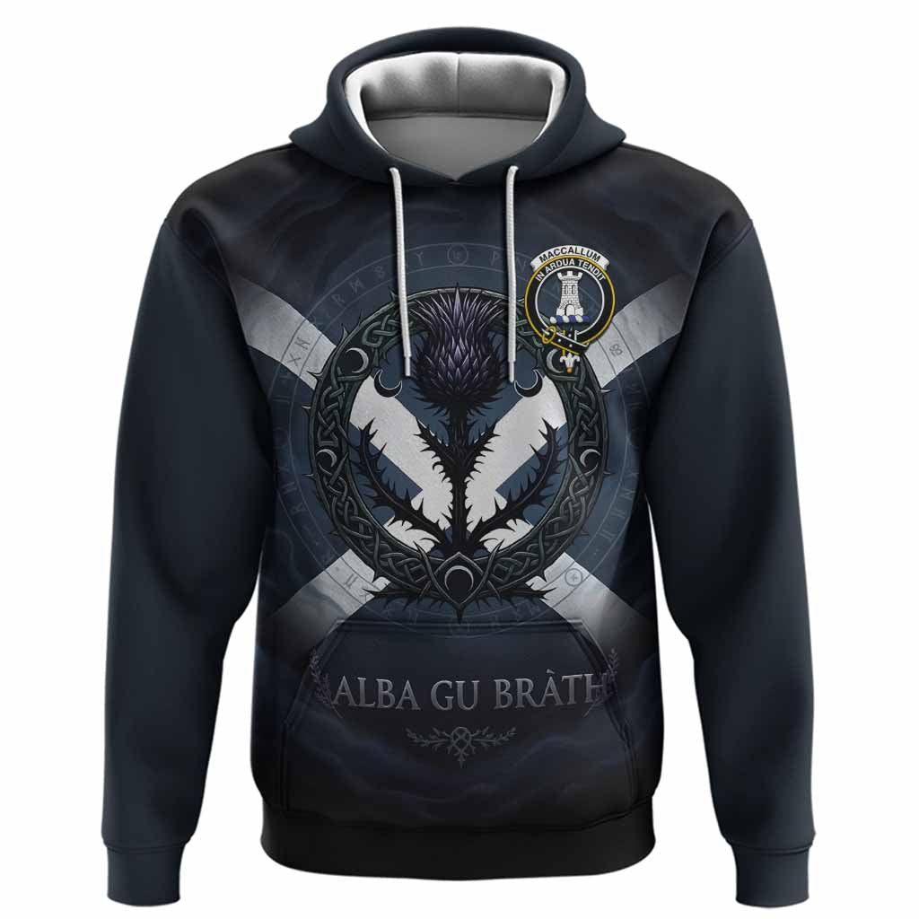 MacCallum (McCallum) Clan Crest Hoodie with Celtic Knot Thistle and Saltire