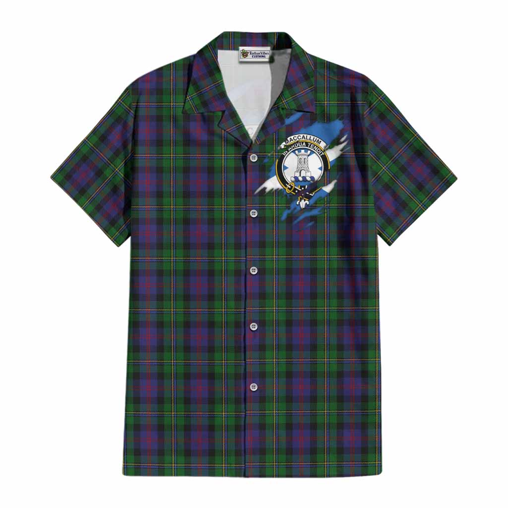 MacCallum (McCallum) Clan Crest In Me Tartan Cotton Hawaiian Shirt Scotland Flag Style