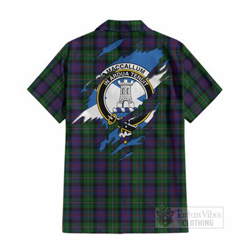 MacCallum (McCallum) Clan Crest In Me Tartan Cotton Hawaiian Shirt Scotland Flag Style