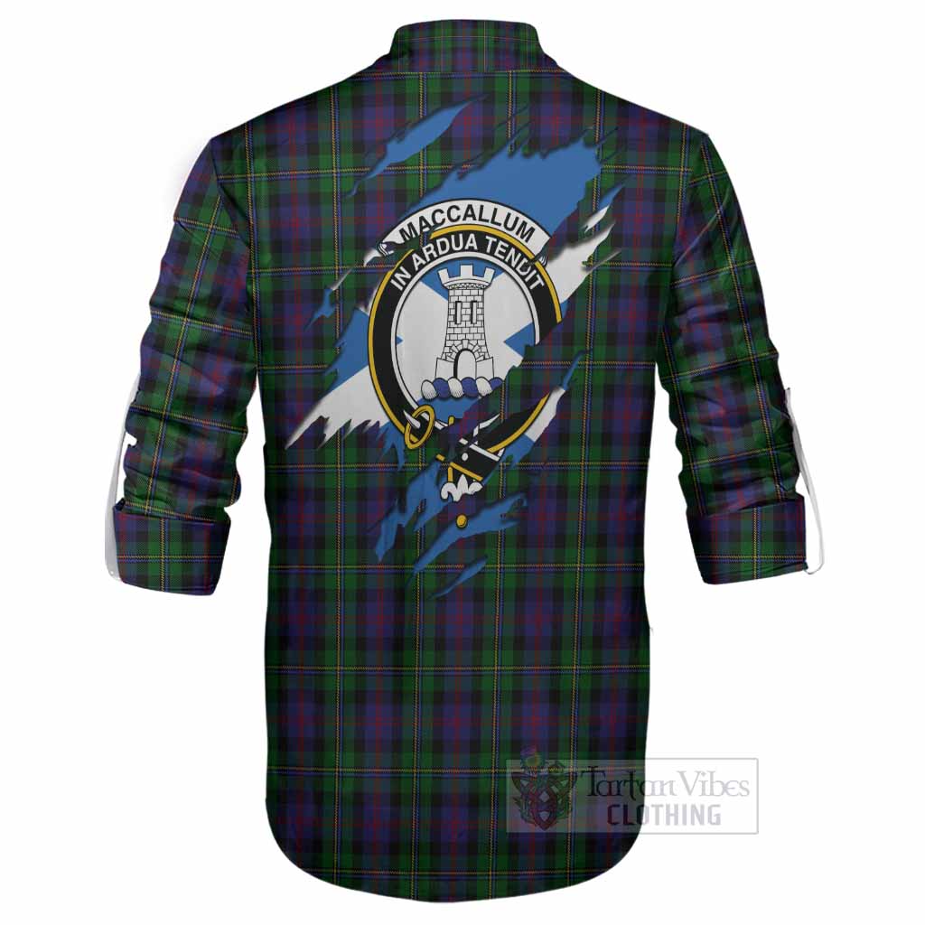MacCallum (McCallum) Clan Crest In Me Tartan Ghillie Shirt Scotland Flag Style