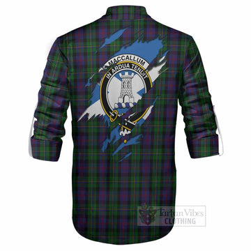 MacCallum (McCallum) Clan Crest In Me Tartan Ghillie Shirt Scotland Flag Style