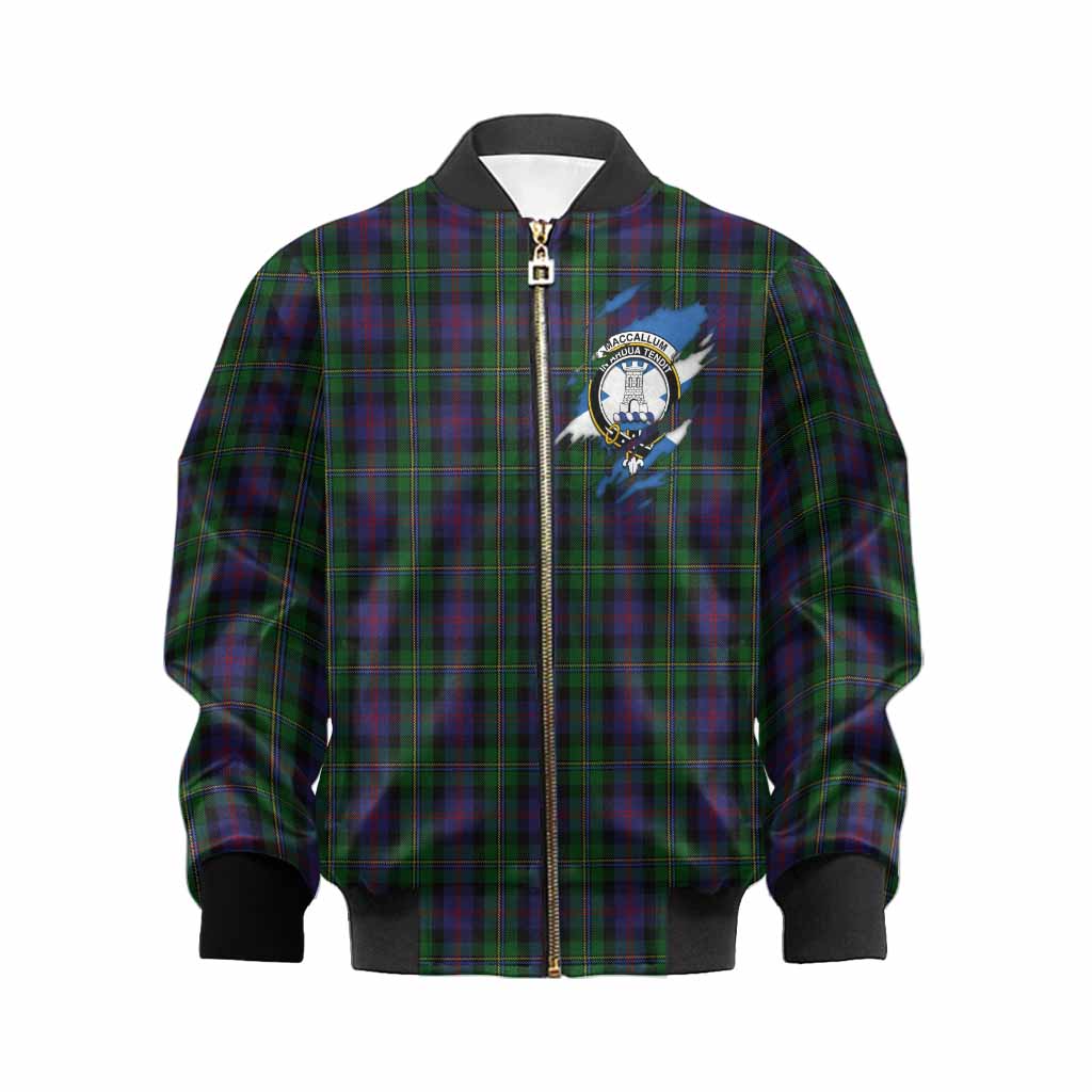 MacCallum (McCallum) Clan Crest In Me Tartan Kid Bomber Jacket Scotland Flag Style