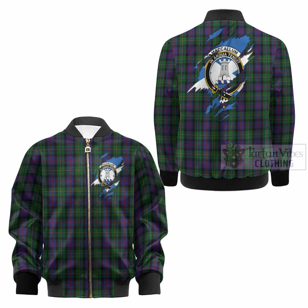 MacCallum (McCallum) Clan Crest In Me Tartan Kid Bomber Jacket Scotland Flag Style