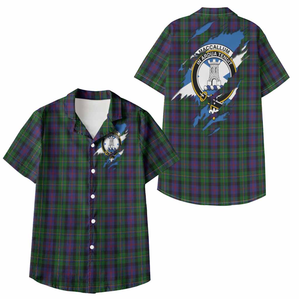 MacCallum (McCallum) Clan Crest In Me Tartan Kid Hawaiian Shirt Scotland Flag Style