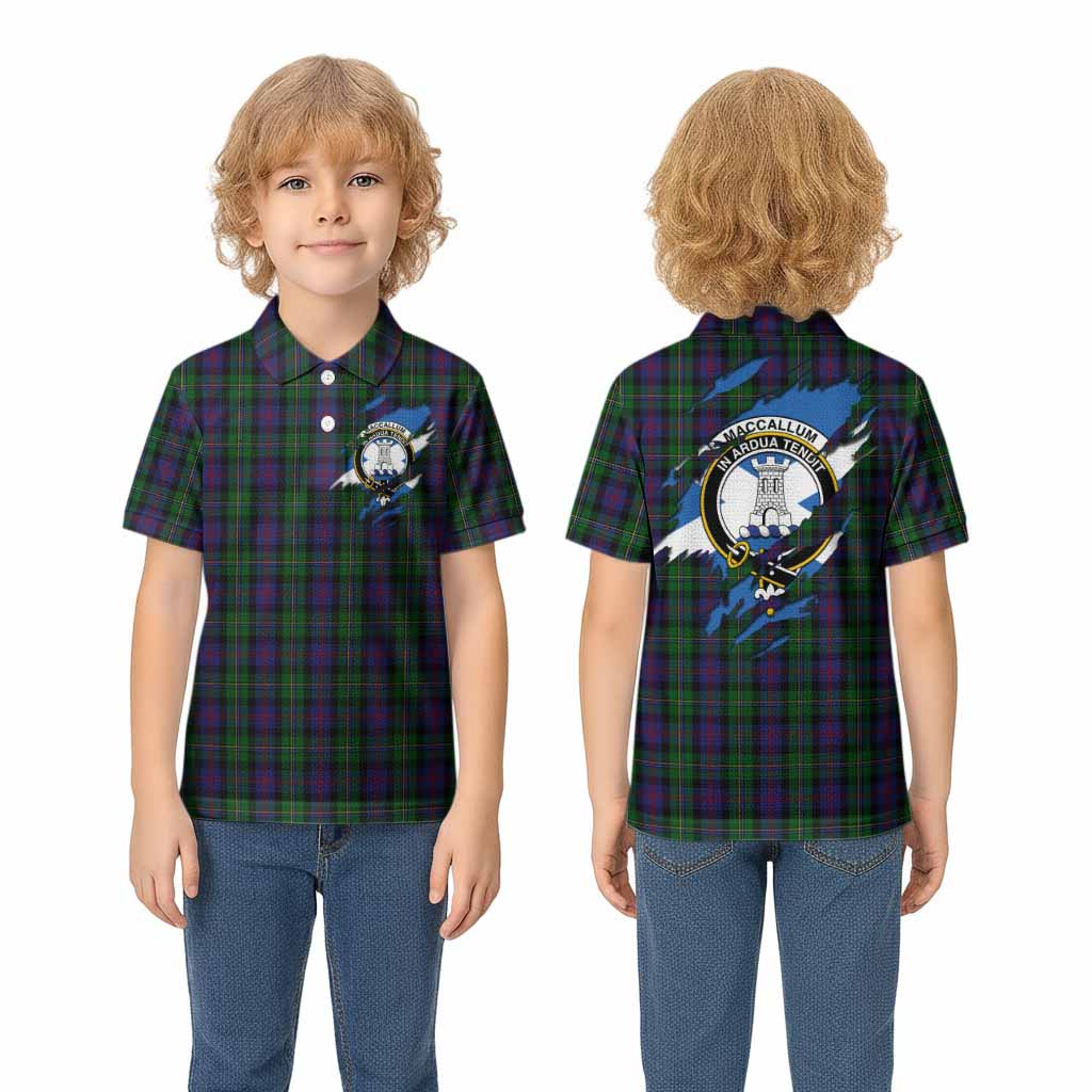 MacCallum (McCallum) Clan Crest In Me Tartan Kid Polo Shirt Scotland Flag Style
