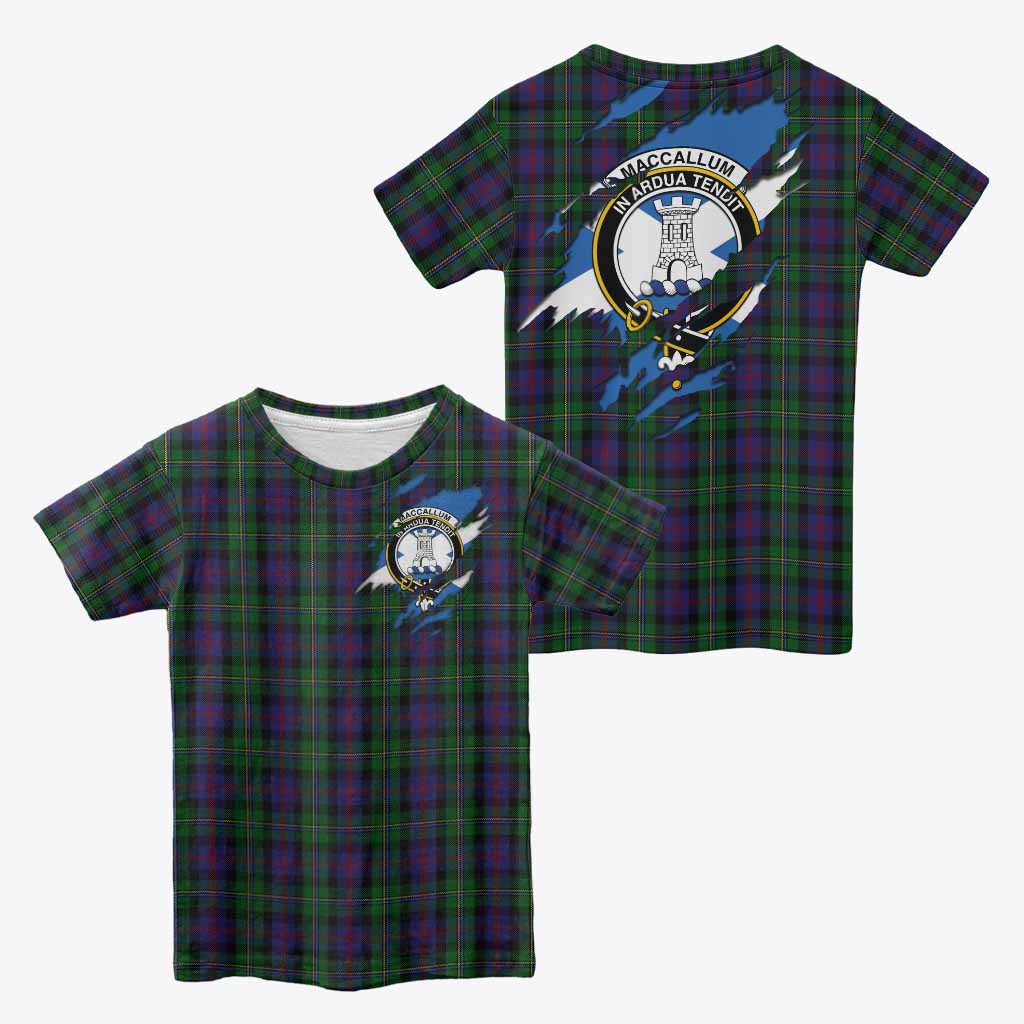 MacCallum (McCallum) Clan Crest In Me Tartan Kid T-shirt Scotland Flag Style