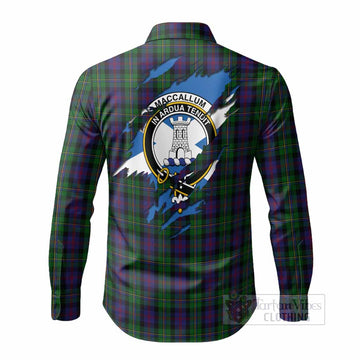 MacCallum (McCallum) Clan Crest In Me Tartan Long Sleeve Button Shirts Scotland Flag Style