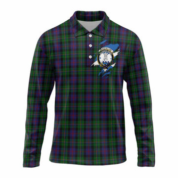 MacCallum (McCallum) Clan Crest In Me Tartan Long Sleeve Polo Shirt Scotland Flag Style