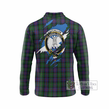 MacCallum (McCallum) Clan Crest In Me Tartan Long Sleeve Polo Shirt Scotland Flag Style