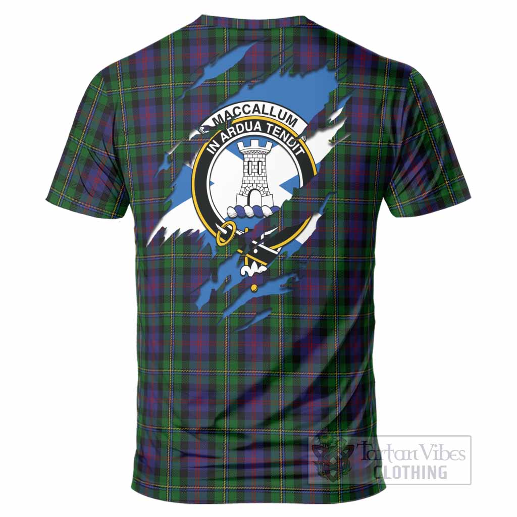 MacCallum (McCallum) Clan Crest In Me Tartan T-Shirt Scotland Flag Style