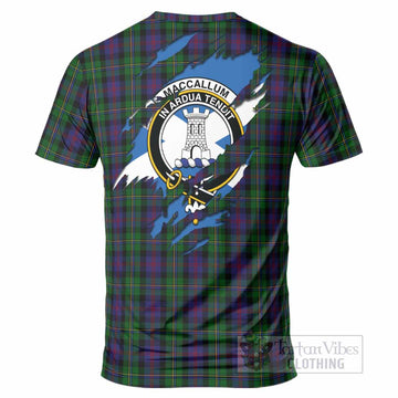 MacCallum (McCallum) Clan Crest In Me Tartan T-Shirt Scotland Flag Style