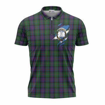 MacCallum (McCallum) Clan Crest In Me Tartan Zipper Polo Shirt Scotland Flag Style