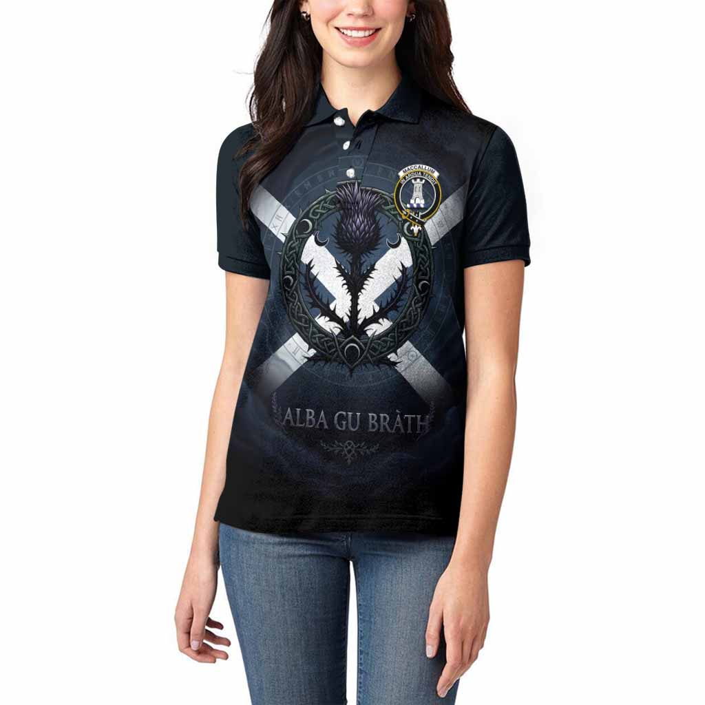 MacCallum (McCallum) Clan Crest Women Polo Shirt with Celtic Knot Thistle and Saltire