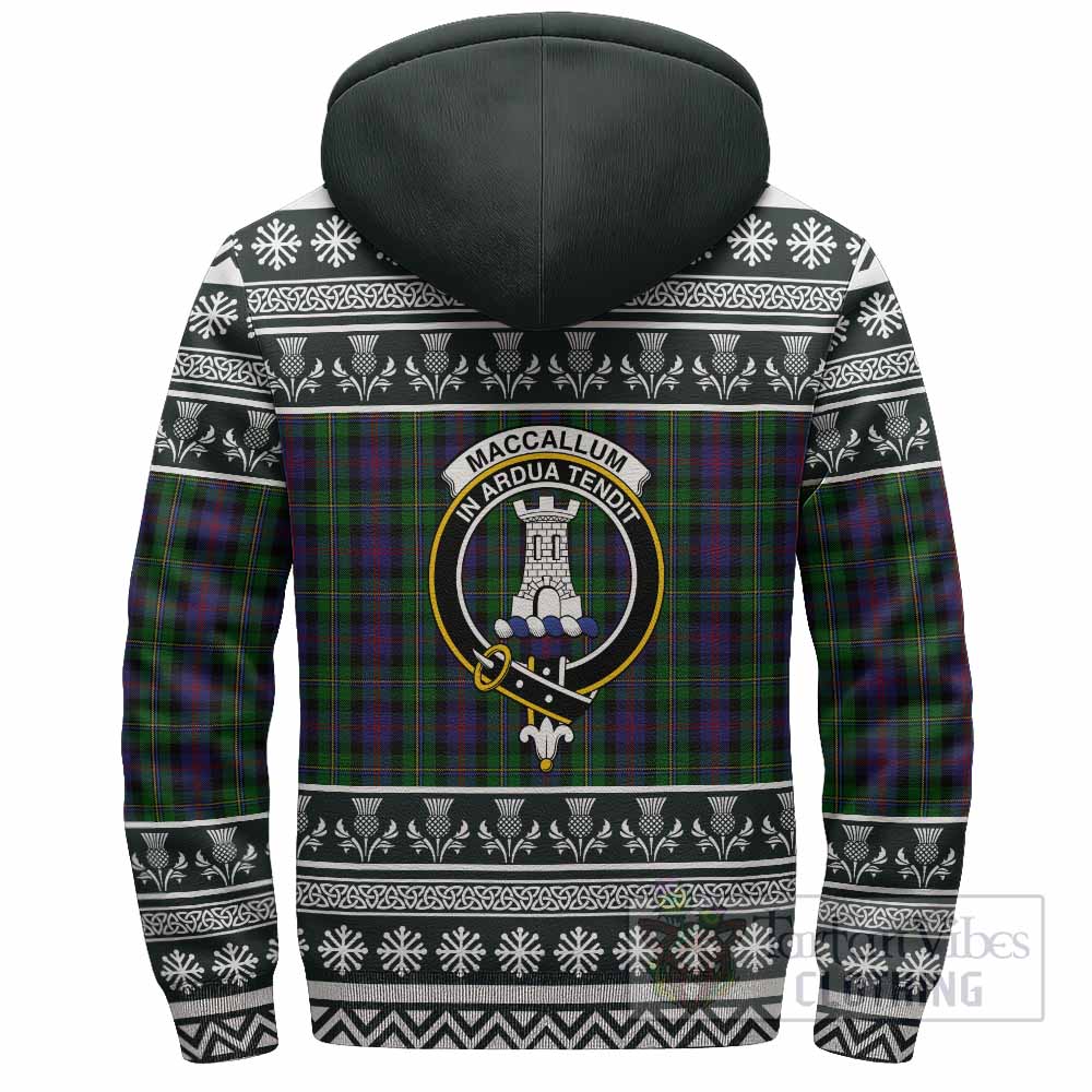 MacCallum (McCallum) Clan Tartan Christmas Fleece Hoodie with Family Crest - Tartan Vibes Clothing