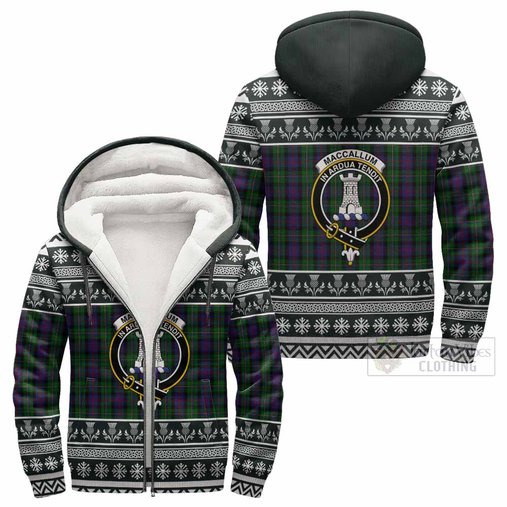 MacCallum (McCallum) Clan Tartan Christmas Fleece Hoodie with Family Crest - Tartan Vibes Clothing