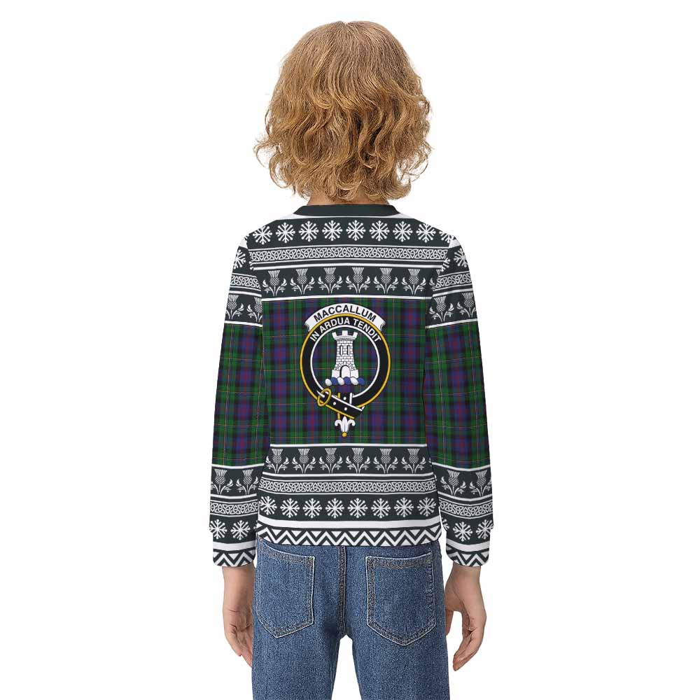 MacCallum (McCallum) Clan Tartan Christmas Kid Ugly Sweatshirt with Family Crest - Tartan Vibes Clothing