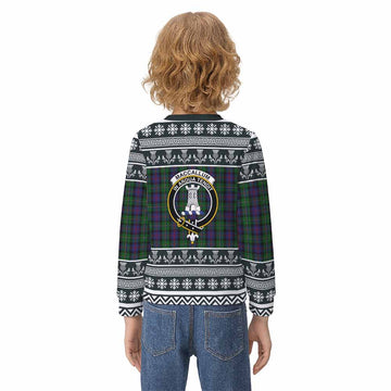 MacCallum (McCallum) Clan Tartan Christmas Kid Ugly Sweatshirt with Family Crest