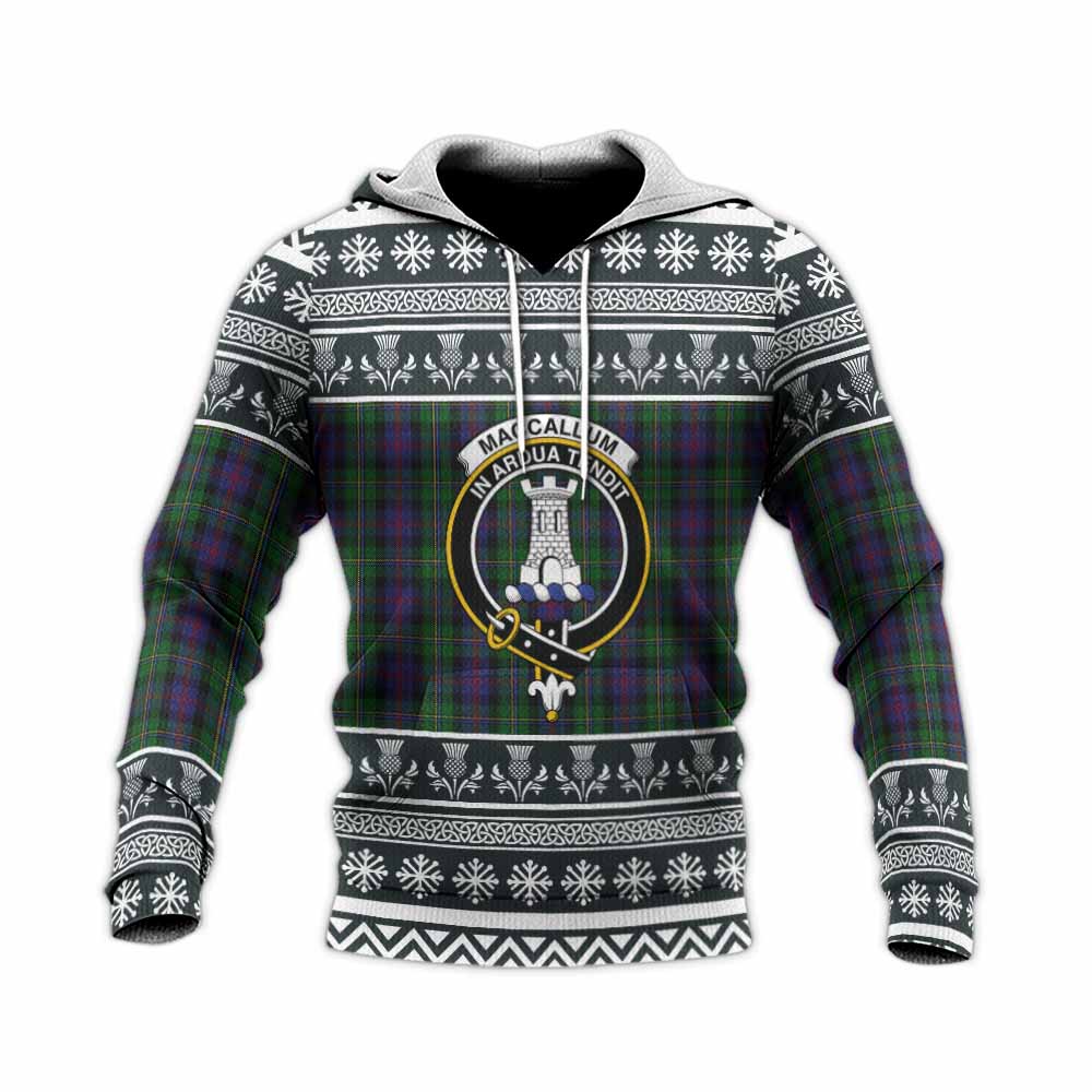 MacCallum (McCallum) Clan Tartan Christmas Knitted Hoodie with Family Crest - Tartan Vibes Clothing
