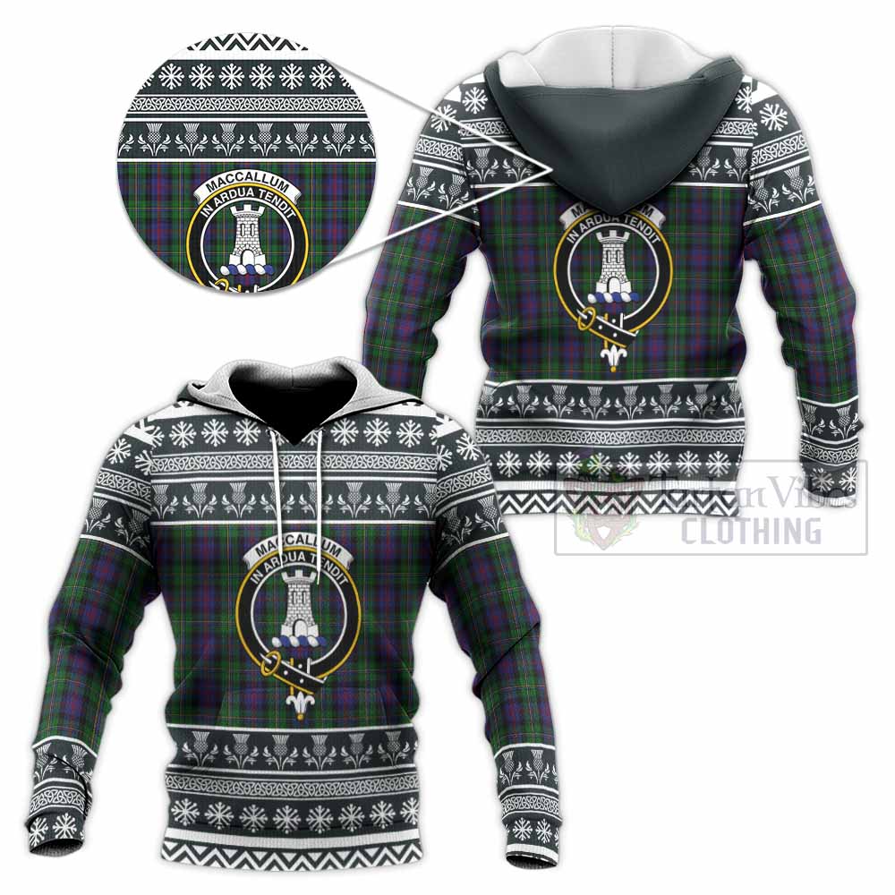 MacCallum (McCallum) Clan Tartan Christmas Knitted Hoodie with Family Crest - Tartan Vibes Clothing