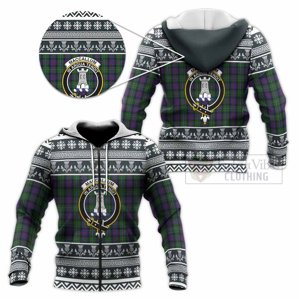 MacCallum (McCallum) Clan Tartan Christmas Knitted Hoodie with Family Crest - Tartan Vibes Clothing