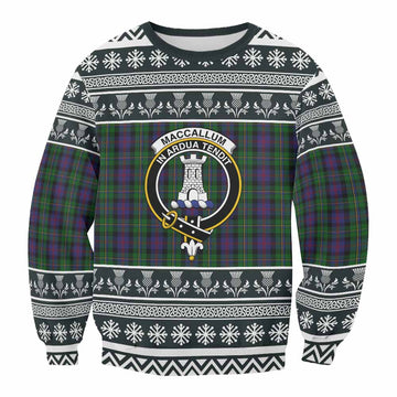 MacCallum (McCallum) Clan Tartan Christmas Sweatshirt with Family Crest