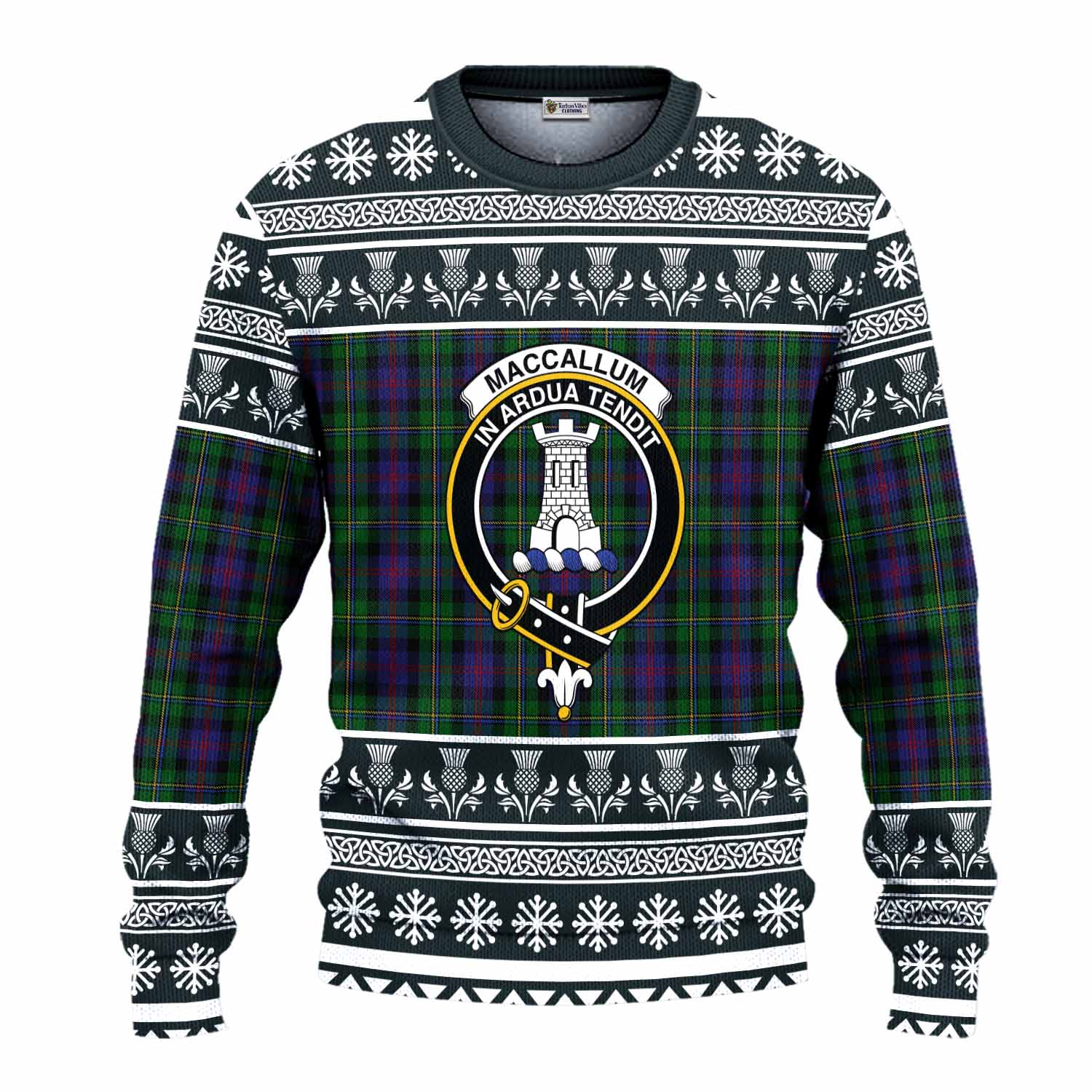 MacCallum (McCallum) Clan Tartan Christmas Ugly Sweater with Family Crest - Tartan Vibes Clothing